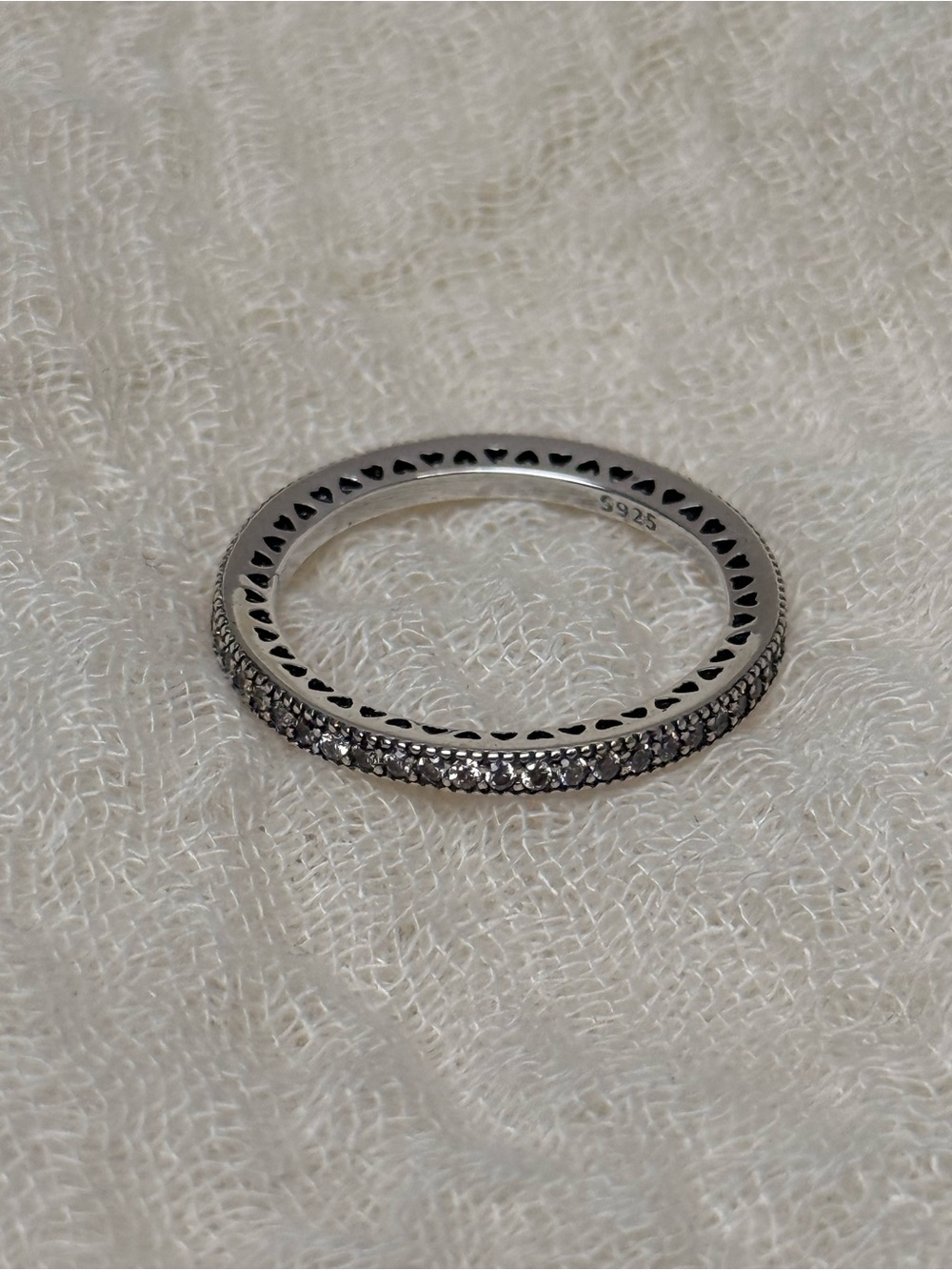 Sterling Silver Pavé Stackable Ring - Silver, Size 8